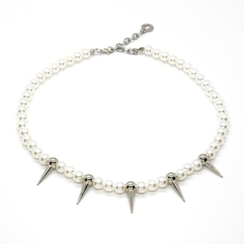 Pearl and Spike Charm Necklace